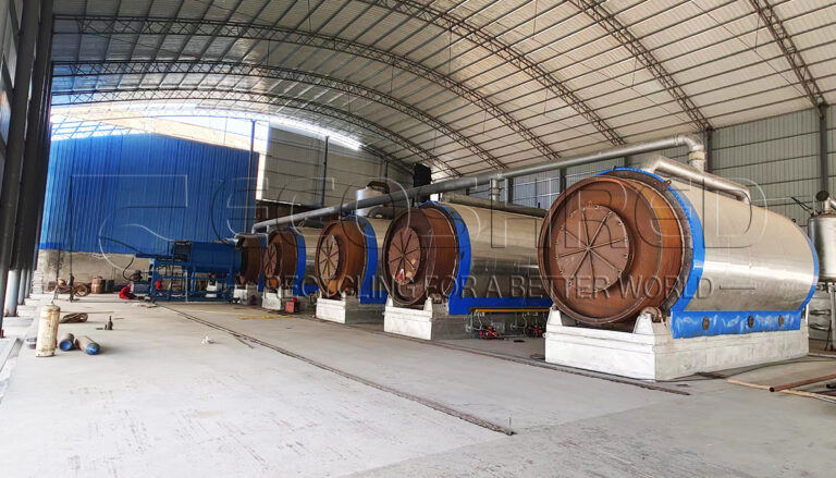 Instalação de planta de pirólise de pneus em Gansu, China