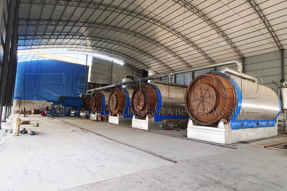 Instalação de planta de pirólise de pneus em Gansu, China Instalação de planta de pirólise de pneus em Gansu, China